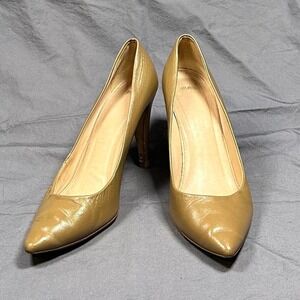 Hugo Boss Leather Pointed Toe Pumps Taupe Nude Stiletto Heels EU 37.5